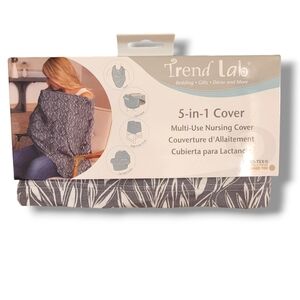 Trend Lab 5-in-1 Nursing Cover Breathable Cotton Gray and White